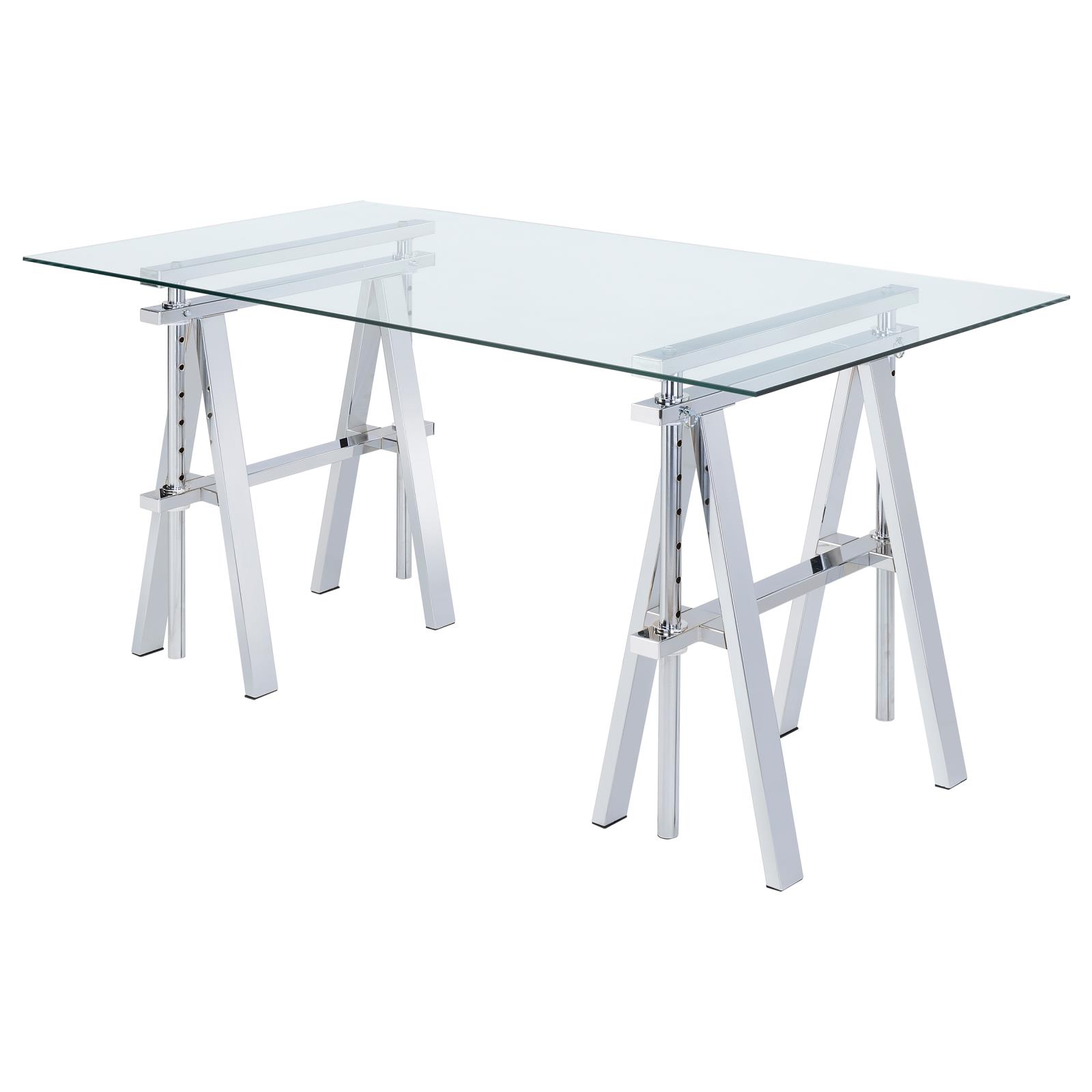 Statham Glass Top Adjustable Writing Desk with Chromed Base