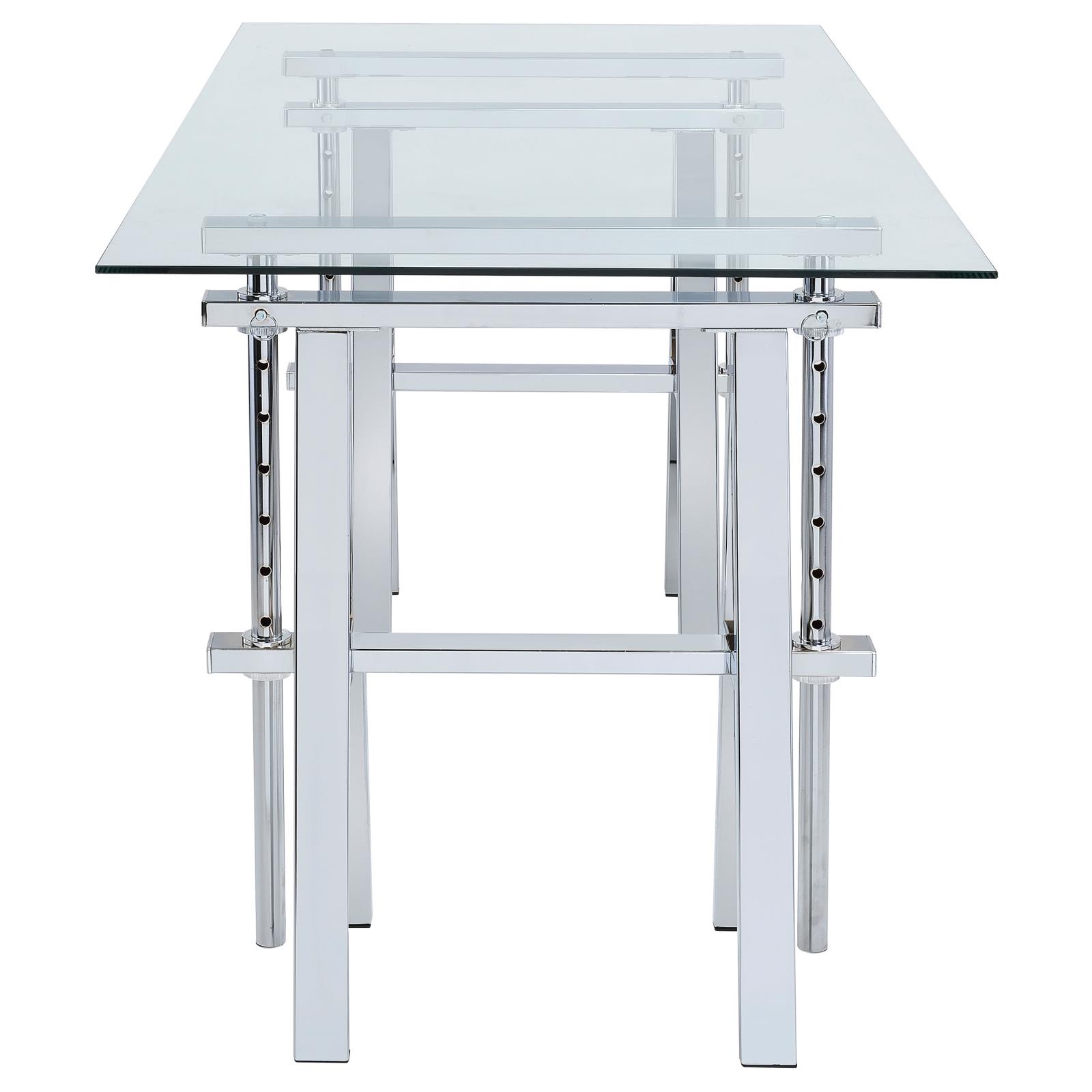 Statham Glass Top Adjustable Writing Desk with Chromed Base