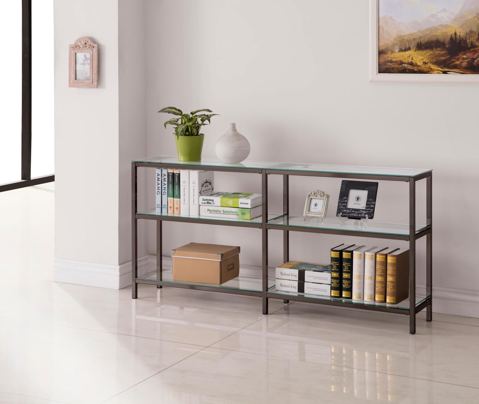 Kate 2-tier Glass/Metal Bookcase