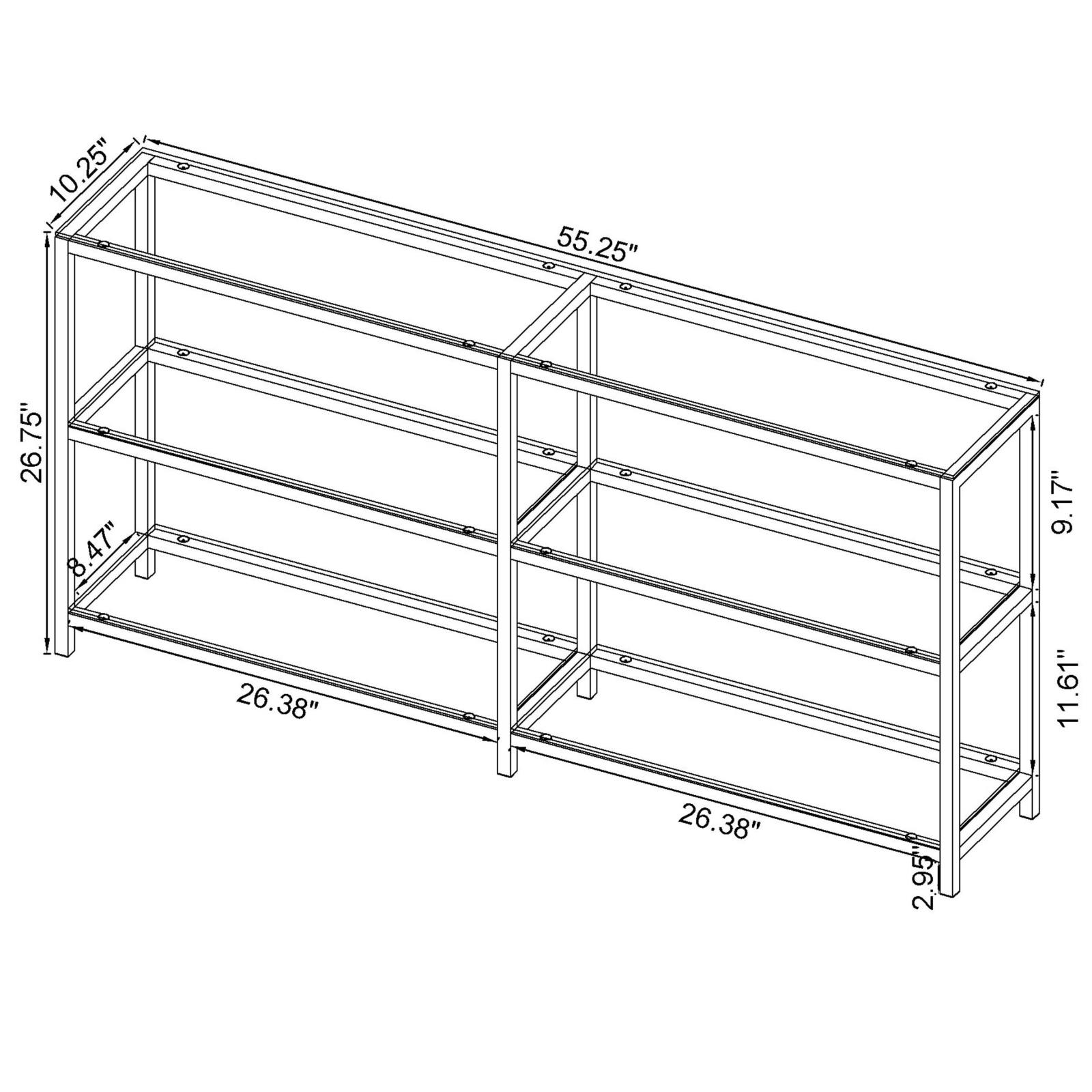 Kate 2-tier Glass/Metal Bookcase