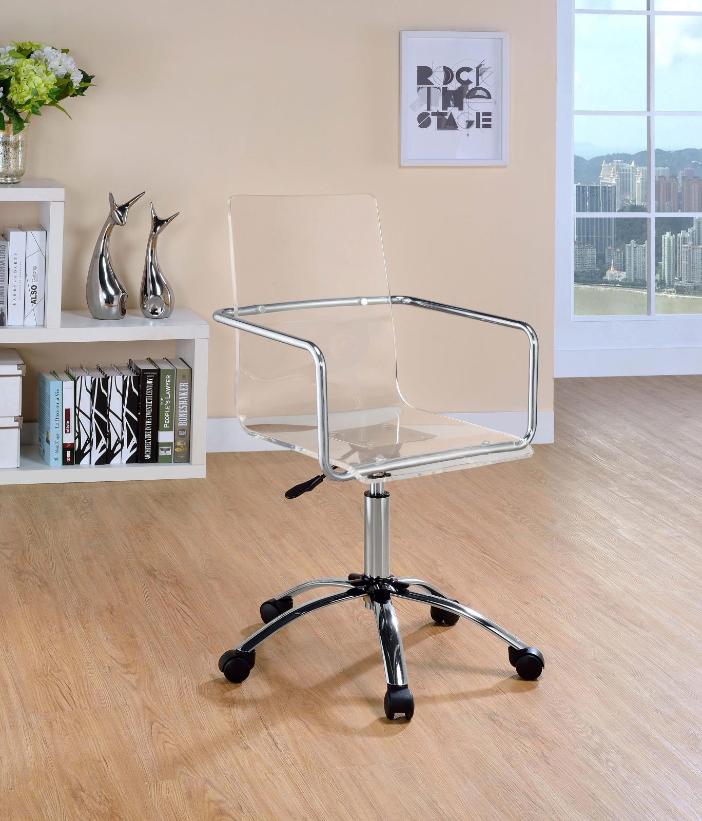 Amaturo Acrylic Seat Office Chair with Chromed Base