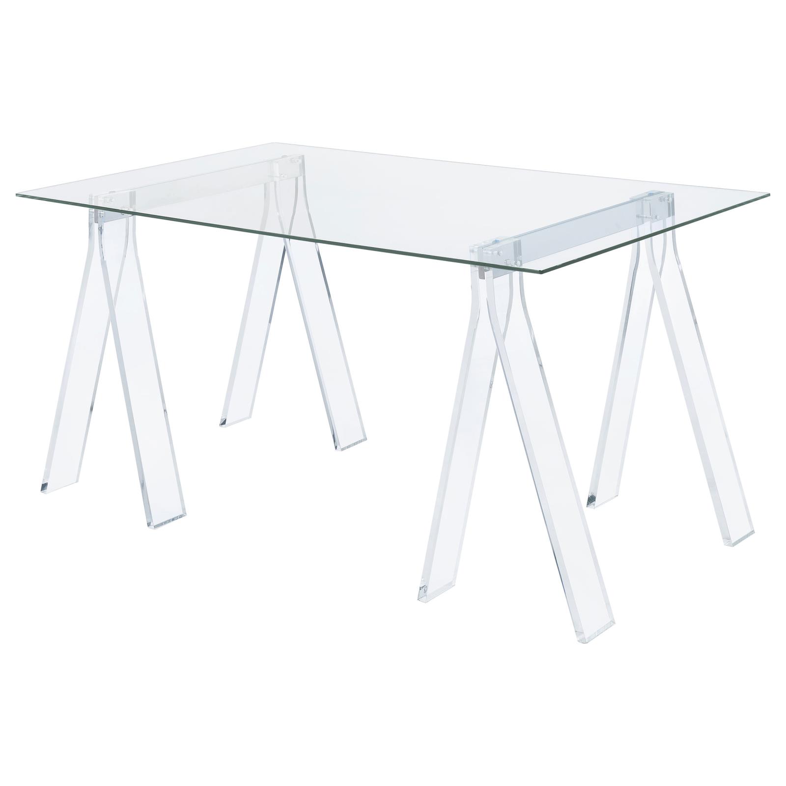 Amaturo Glass Top Writing Desk with Acrylic Base