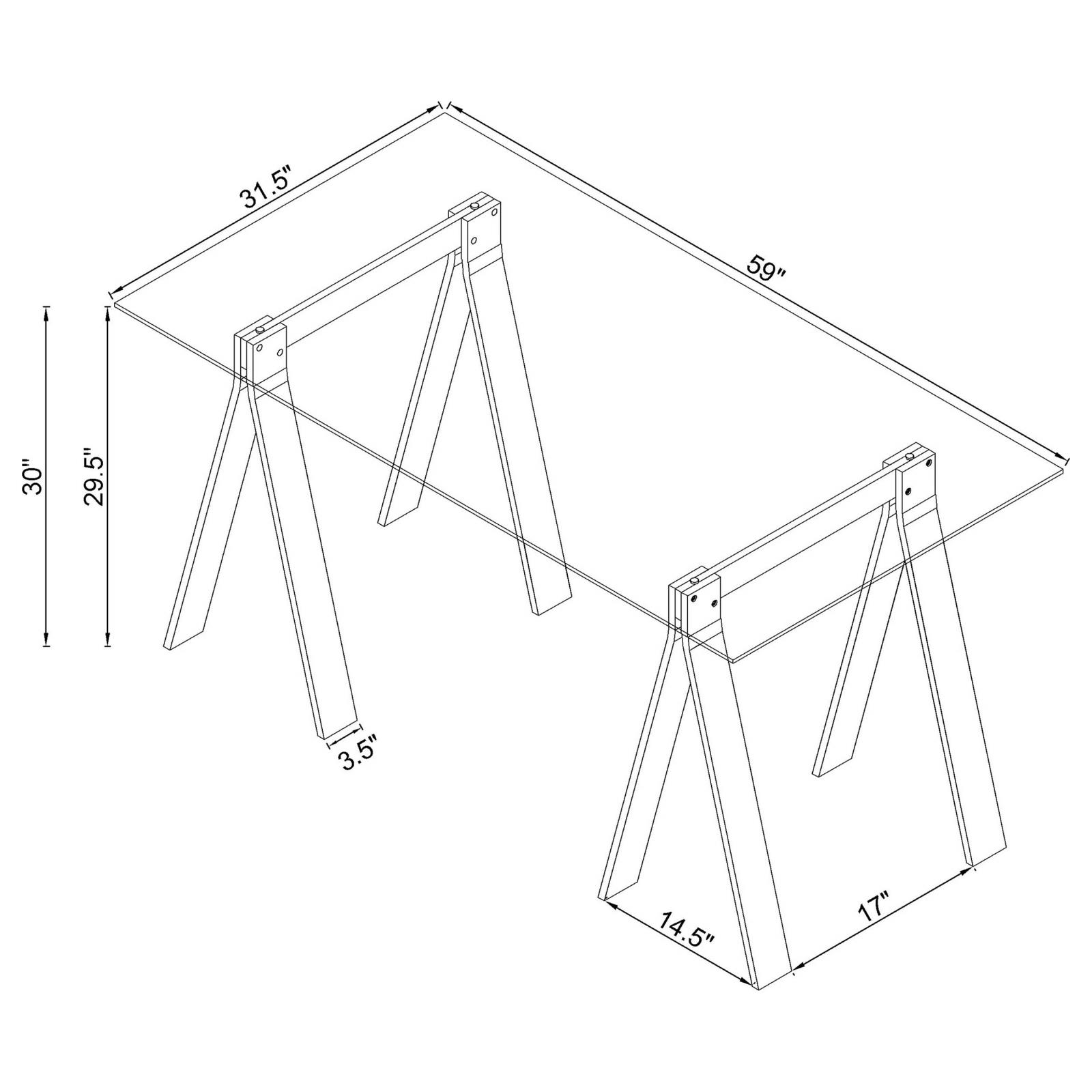 Amaturo Glass Top Writing Desk with Acrylic Base
