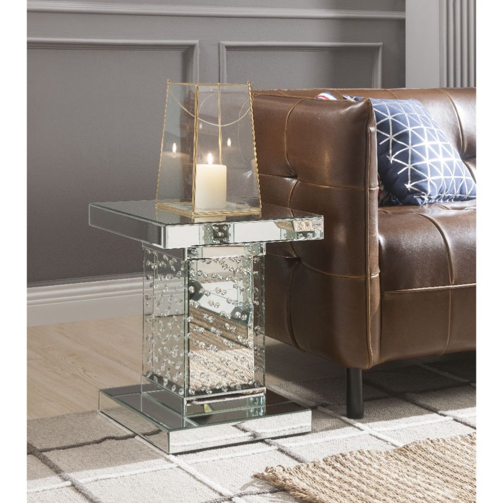 Nysa 80284 Mirrored/Faux Crystals End Table
