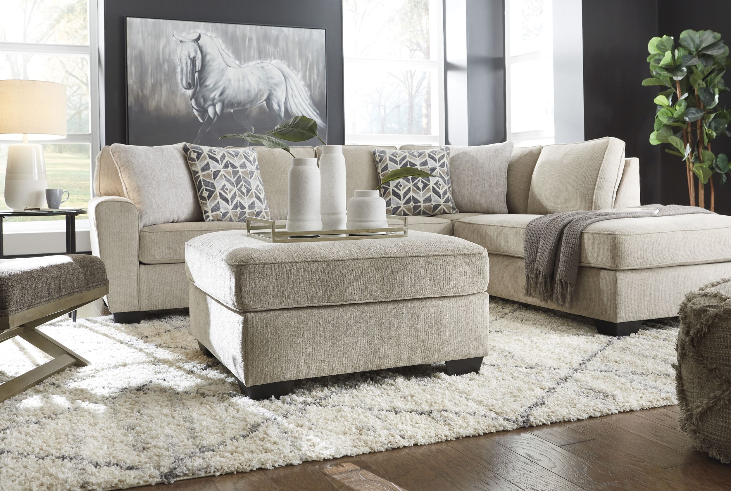 Decelle Polyester Oversized Accent Ottoman