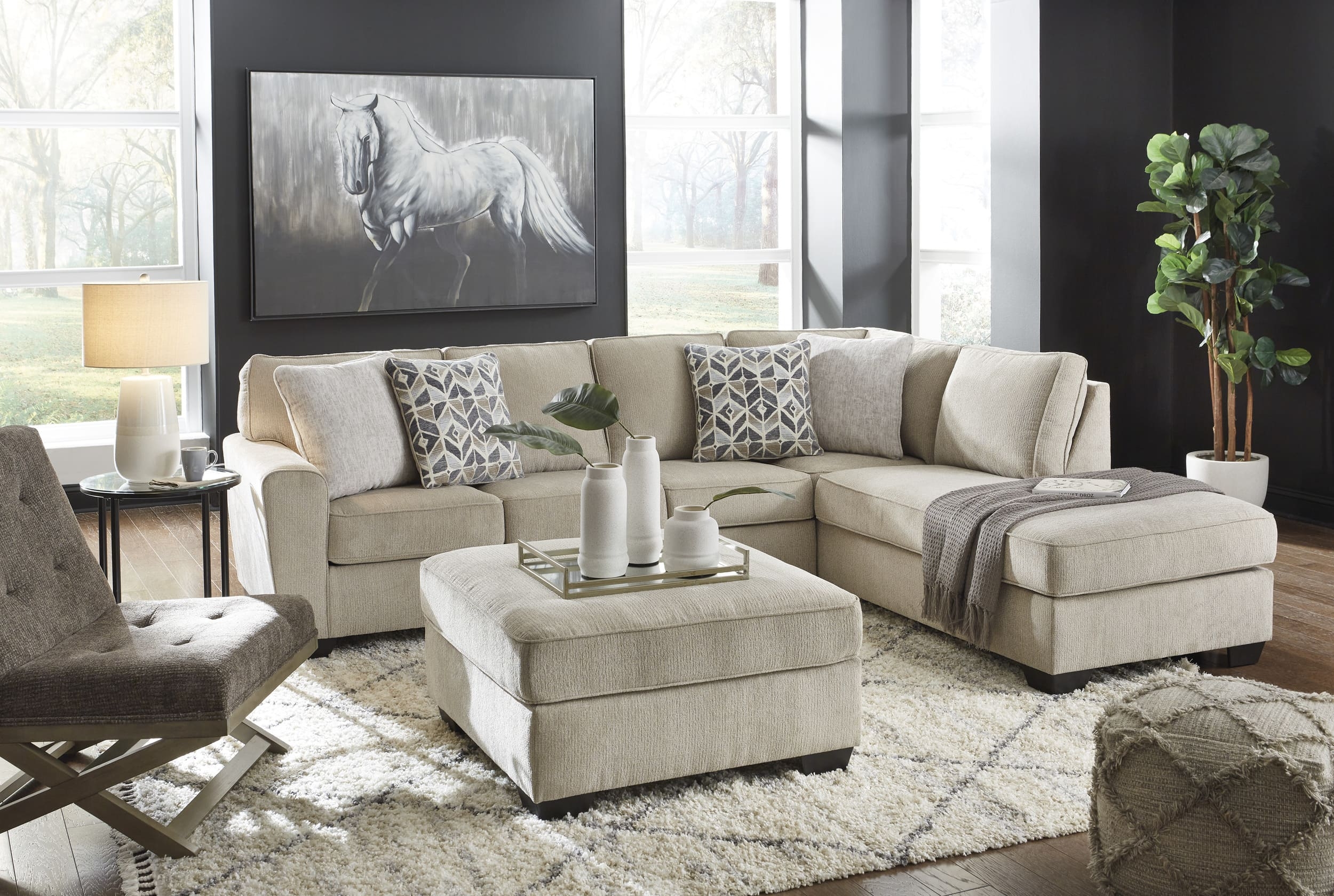 Decelle Polyester Oversized Accent Ottoman