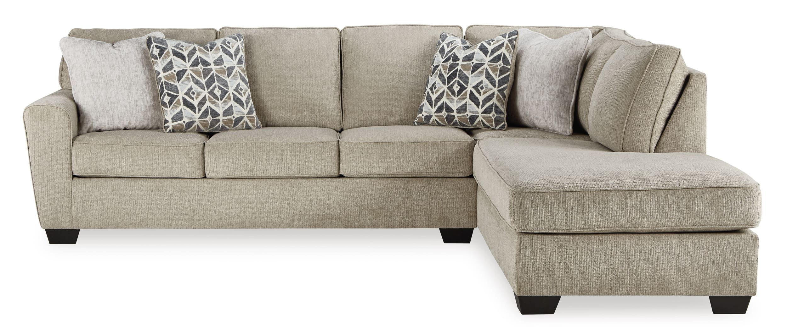 Decelle 2-Piece Polyester L-Shaped Sectional Sofa w/Right Arm Chaise Facing