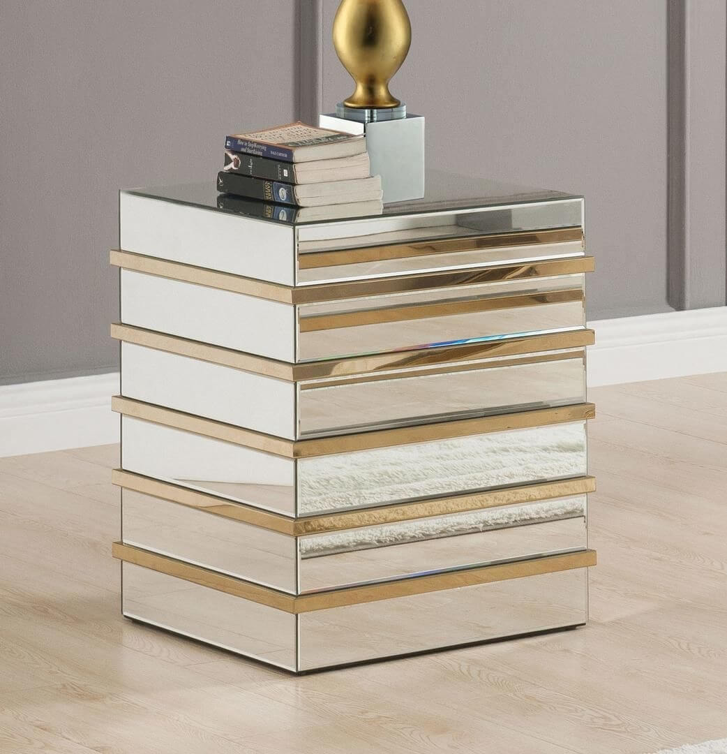 Osma 80332 Mirrored/Gold End Table
