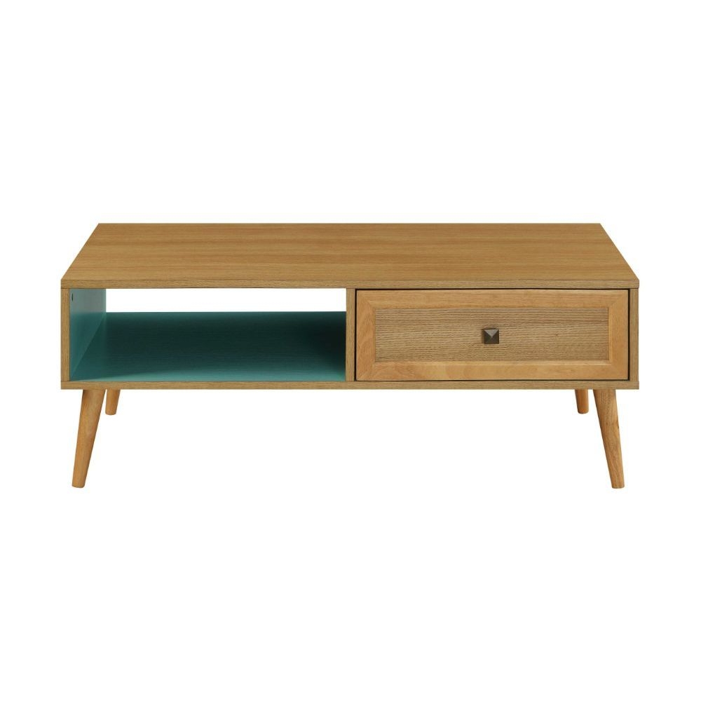 Jayce Wood Rectangular Storage Coffee Table w/2 Drawers