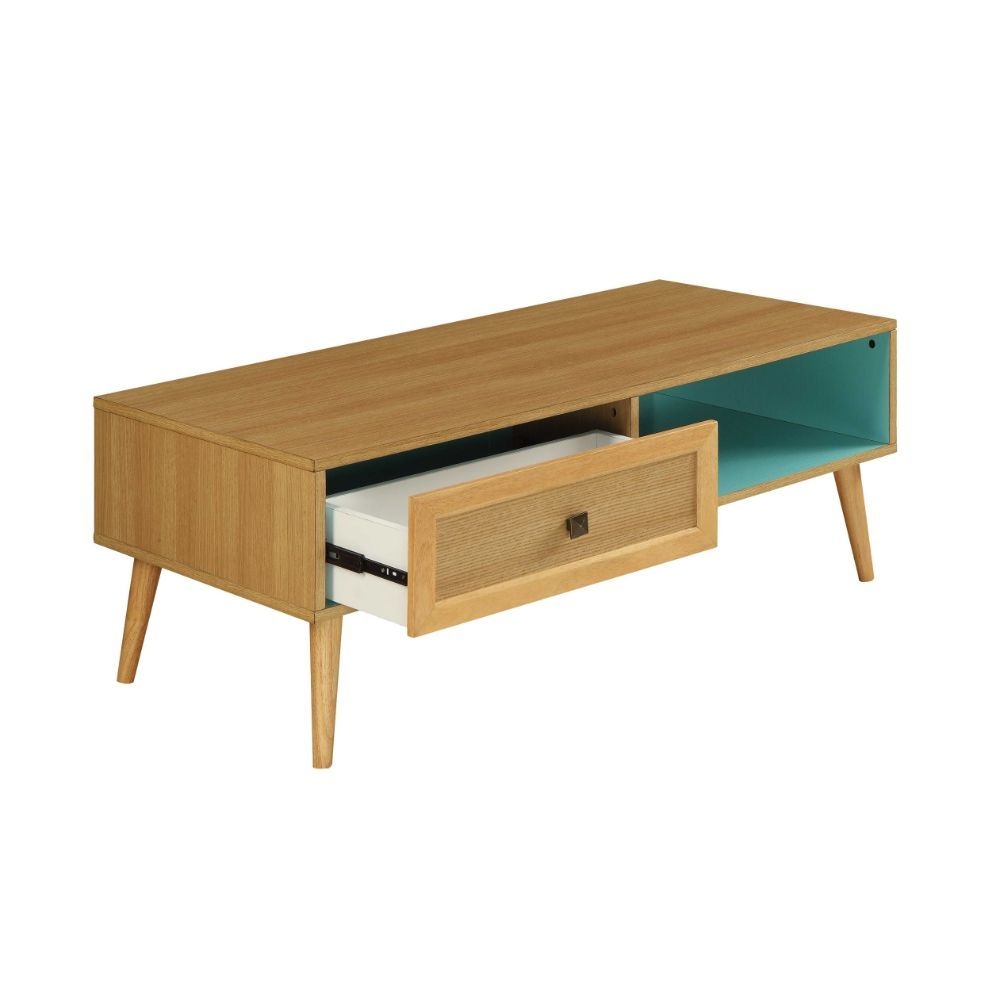 Jayce Wood Rectangular Storage Coffee Table w/2 Drawers