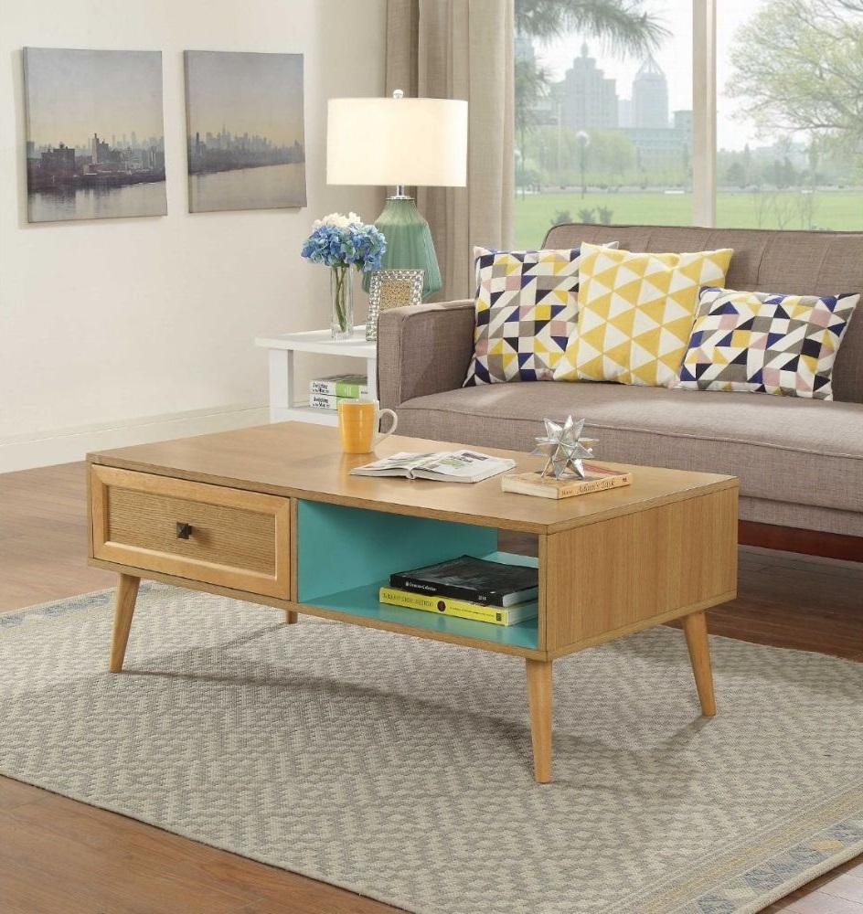 Jayce Wood Rectangular Storage Coffee Table w/2 Drawers