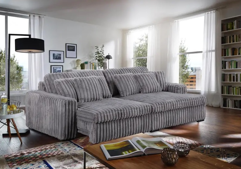Velvet-Like Fabric L-Shaped Sectional Sofa