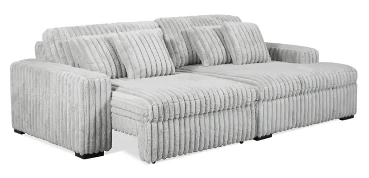 Manwah Velvet L-Shaped Sectional Fog Chaise