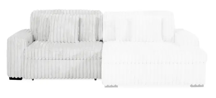 Manwah Velvet Sectional Fog Sofa And White Chaise