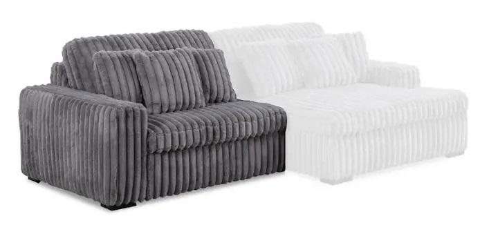 Manwah Velvet Sectional Charcoal Sofa And White Chaise