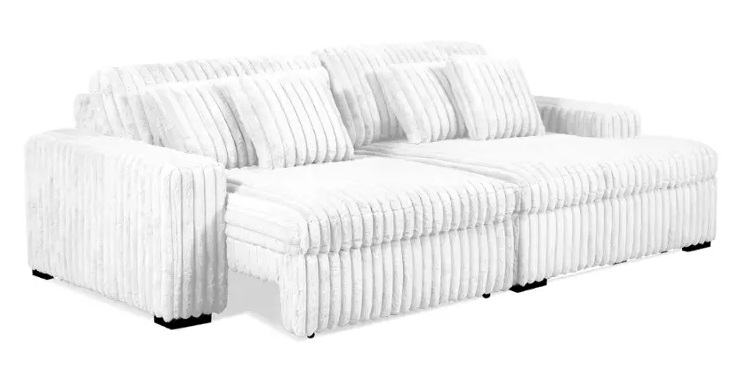 Manwah Velvet L-Shaped Sectional White Chaise