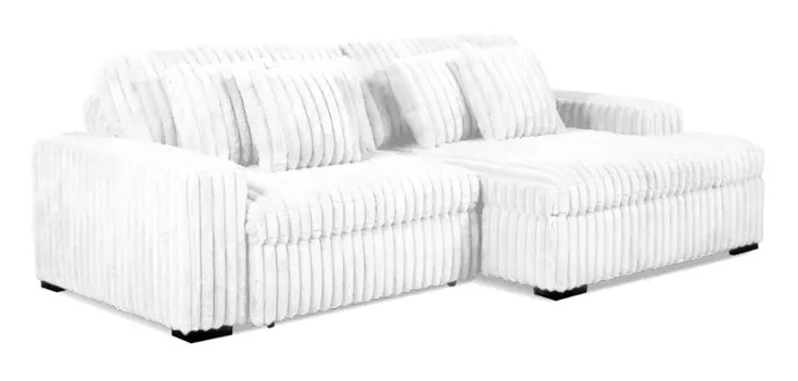 80386 Velvet-Like Fabric L-Shaped Sectional White Sofa