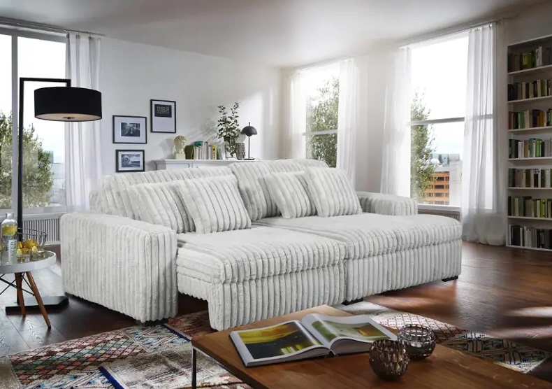 Velvet-Like Fabric L-Shaped Sectional Sofa Chaise