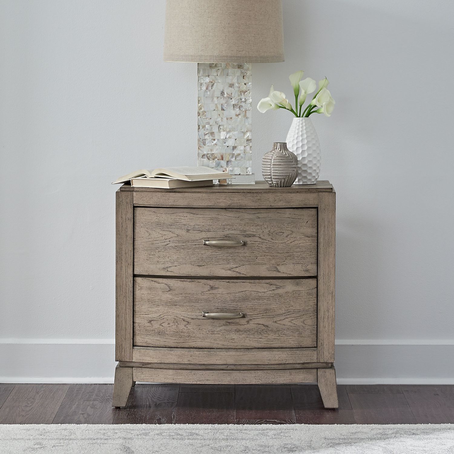 Avalon Wood 2-Drawer Nightstand w/Charging Station