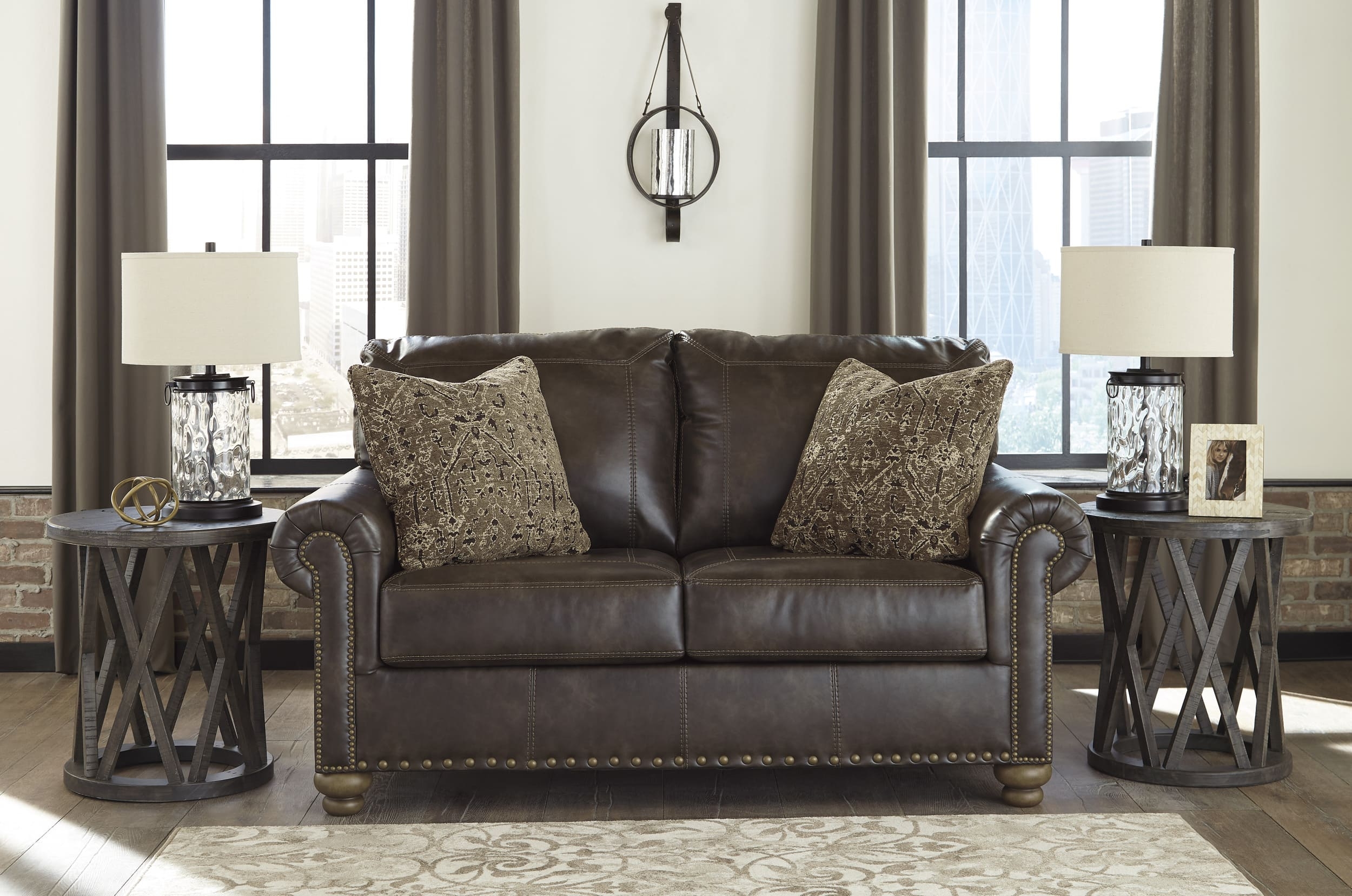 Ashley Nicorvo Faux Leather Loveseat