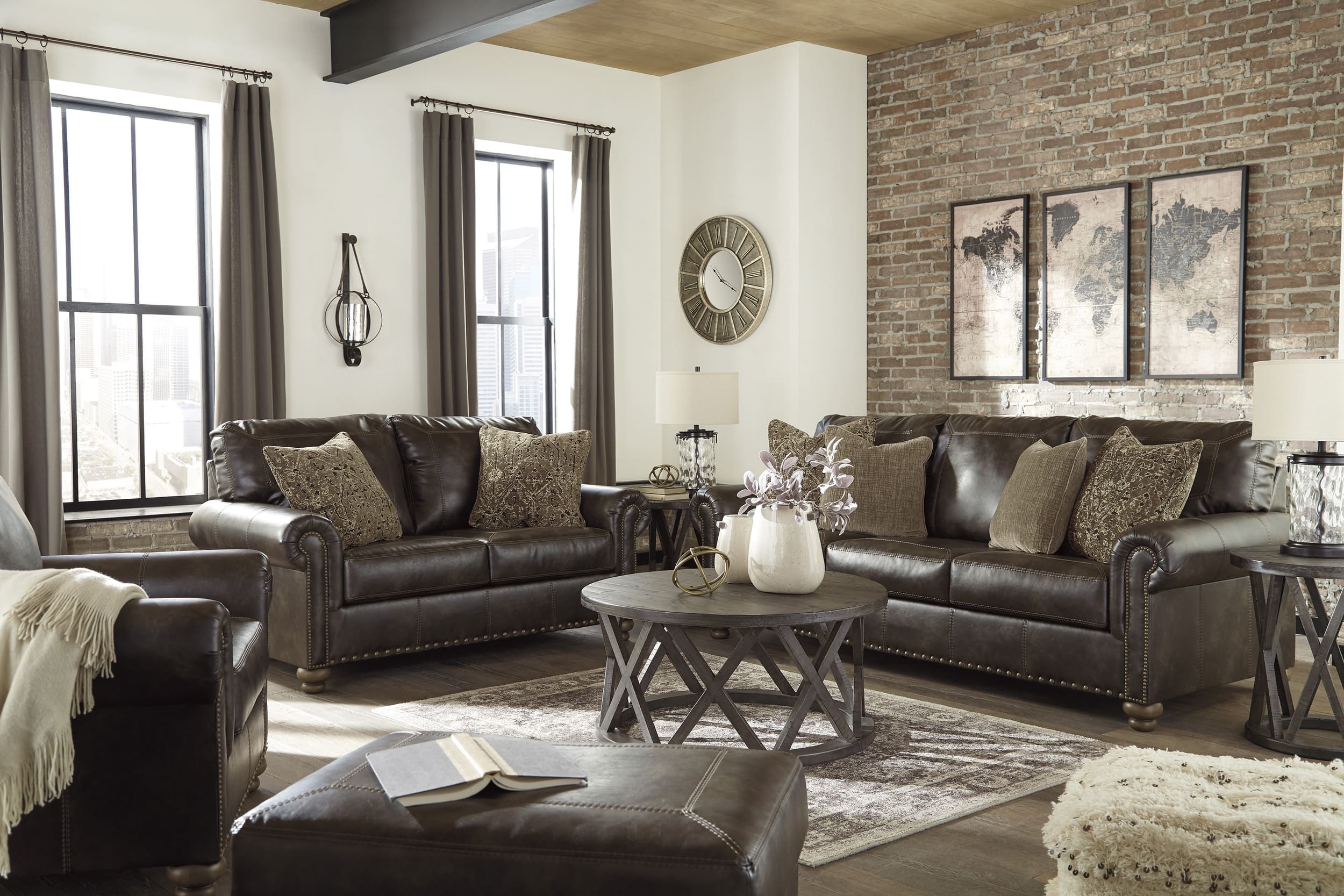 Ashley Nicorvo Faux Leather Sofa Set