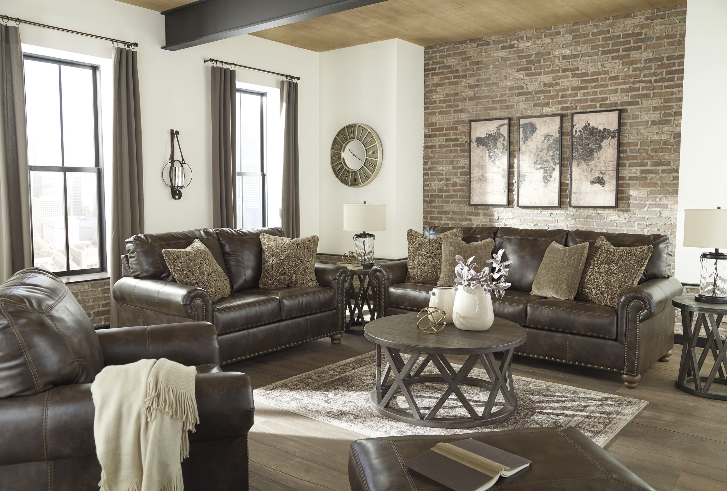 Ashley Nicorvo Faux Leather Living Room Set