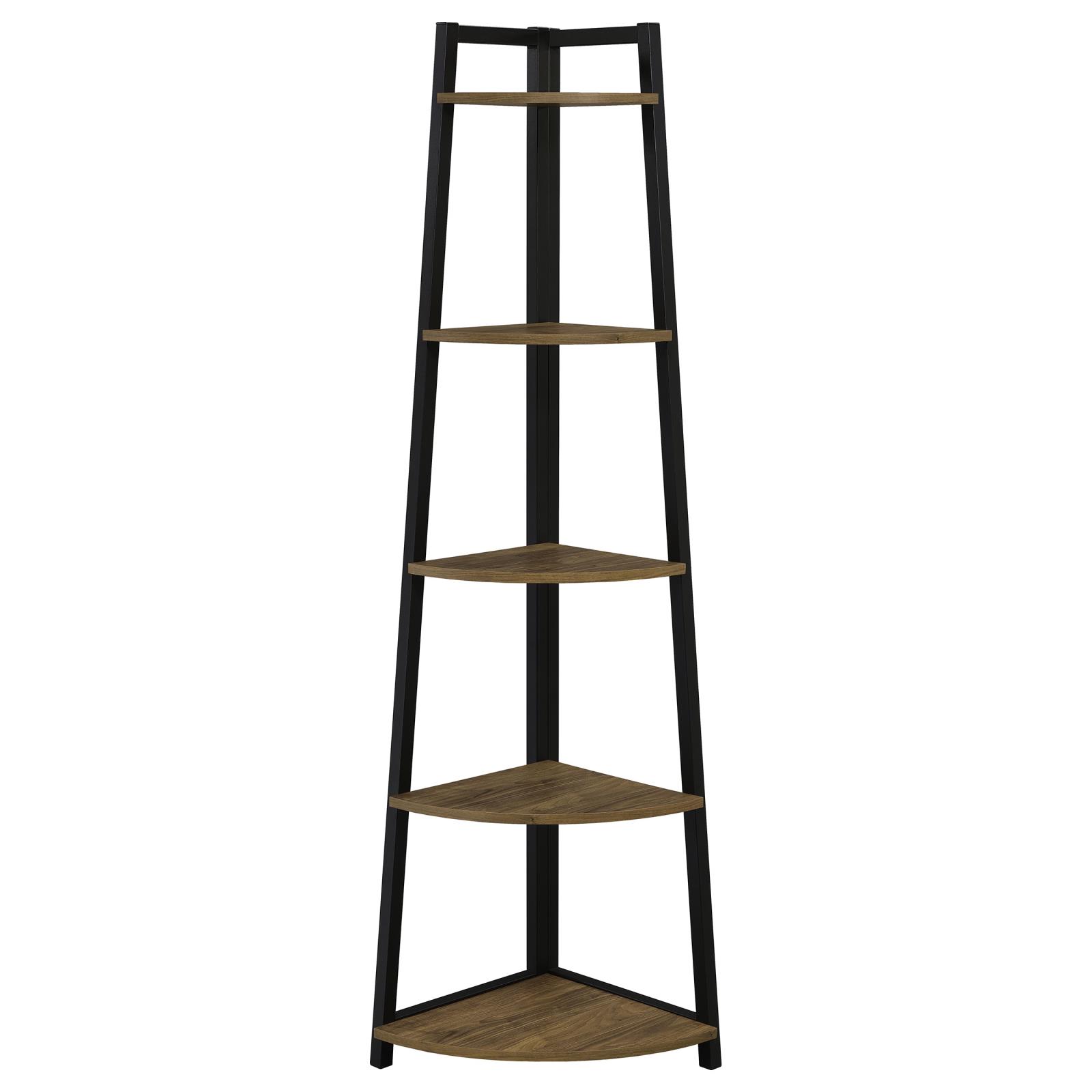 Jacksonville 5-Tier Corner Bookcase with Metal Base