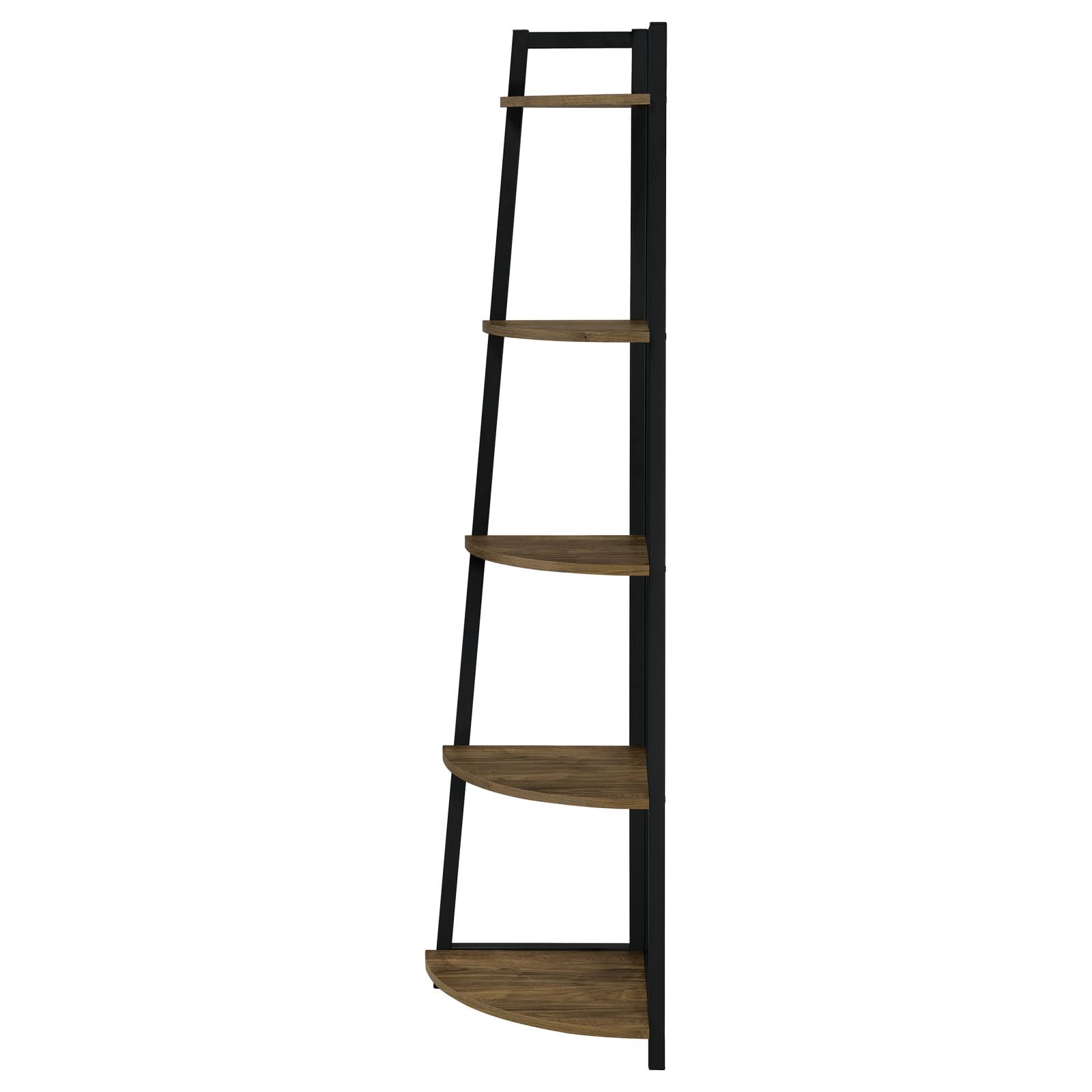Jacksonville 5-Tier Corner Bookcase with Metal Base
