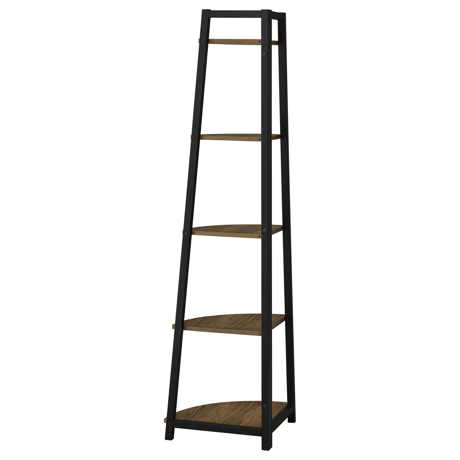 Jacksonville 5-Tier Corner Bookcase with Metal Base