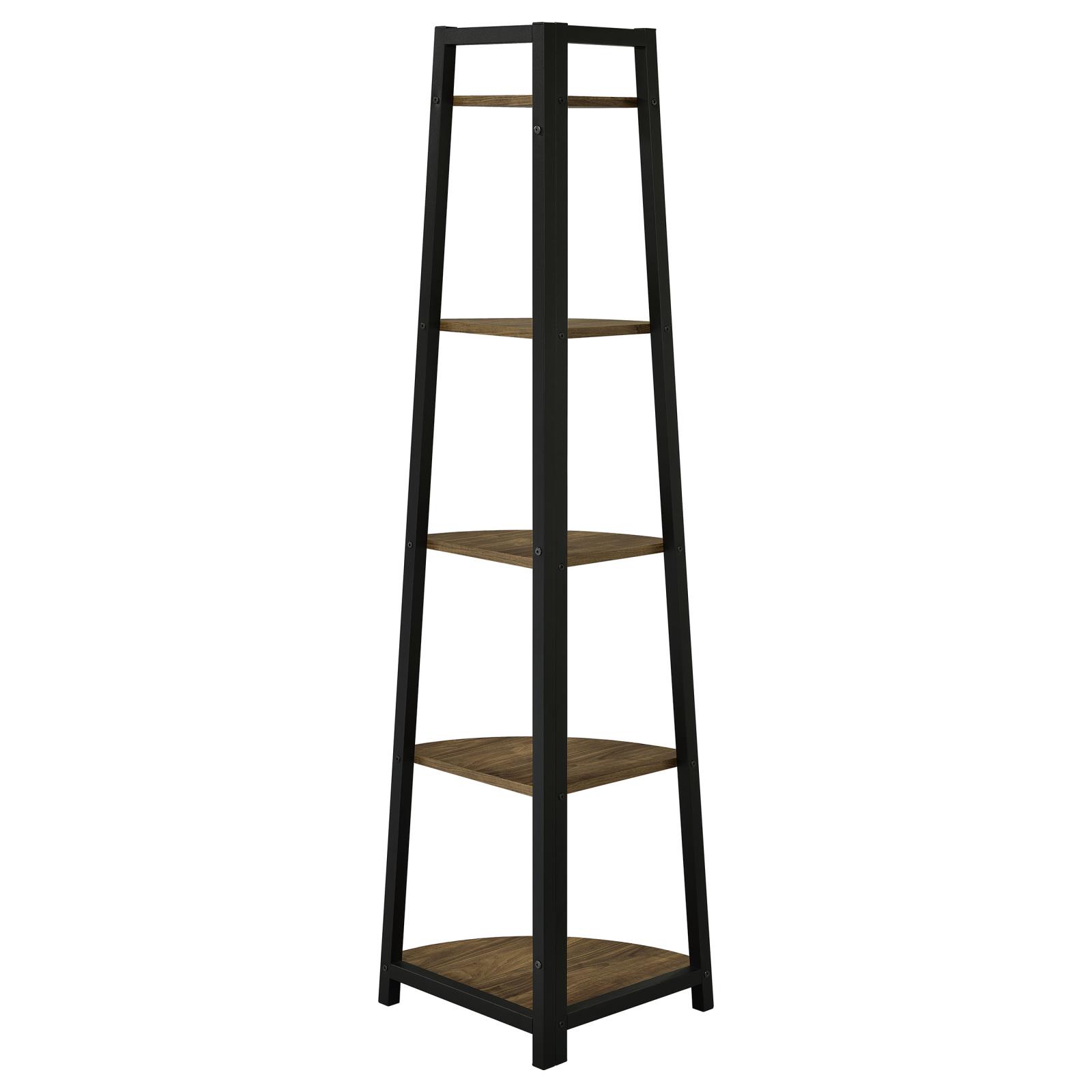 Jacksonville 5-Tier Corner Bookcase with Metal Base