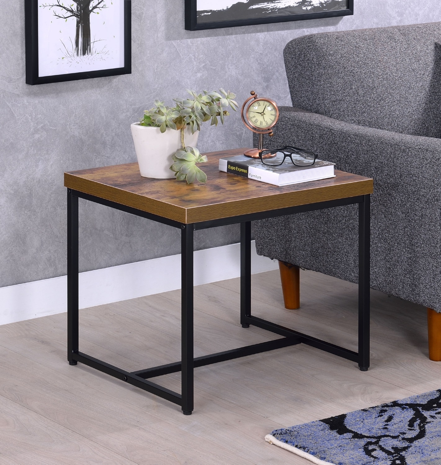 Bob Wood/Metal Rectangular End Table
