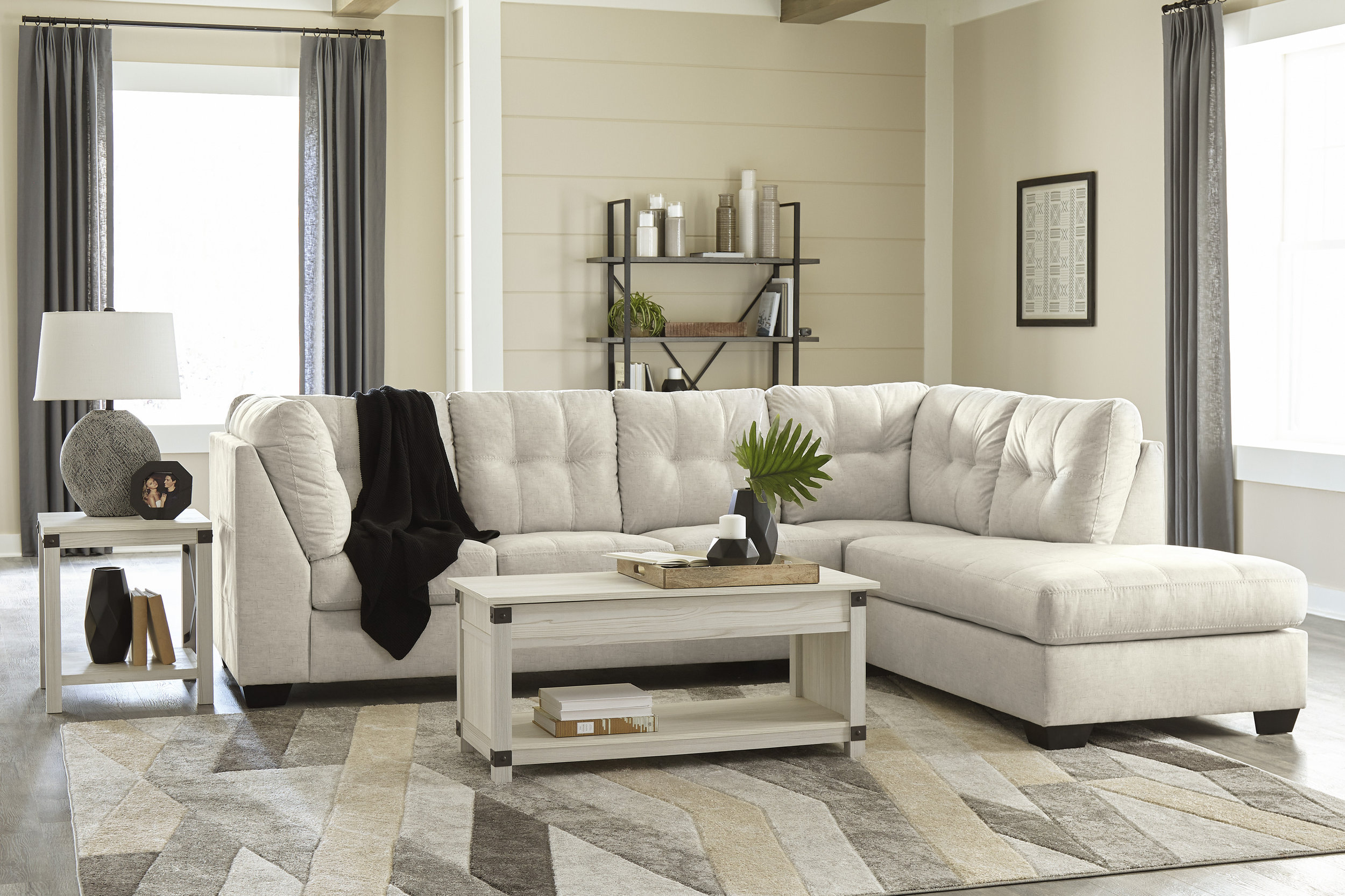 Falkirk Fabric 2-Piece Sectional w/Chaise