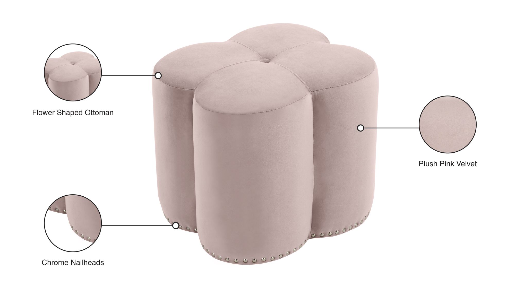Clover Velvet Ottoman