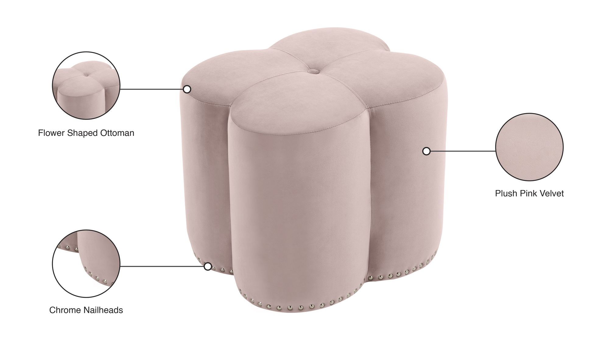 Clover Velvet Ottoman