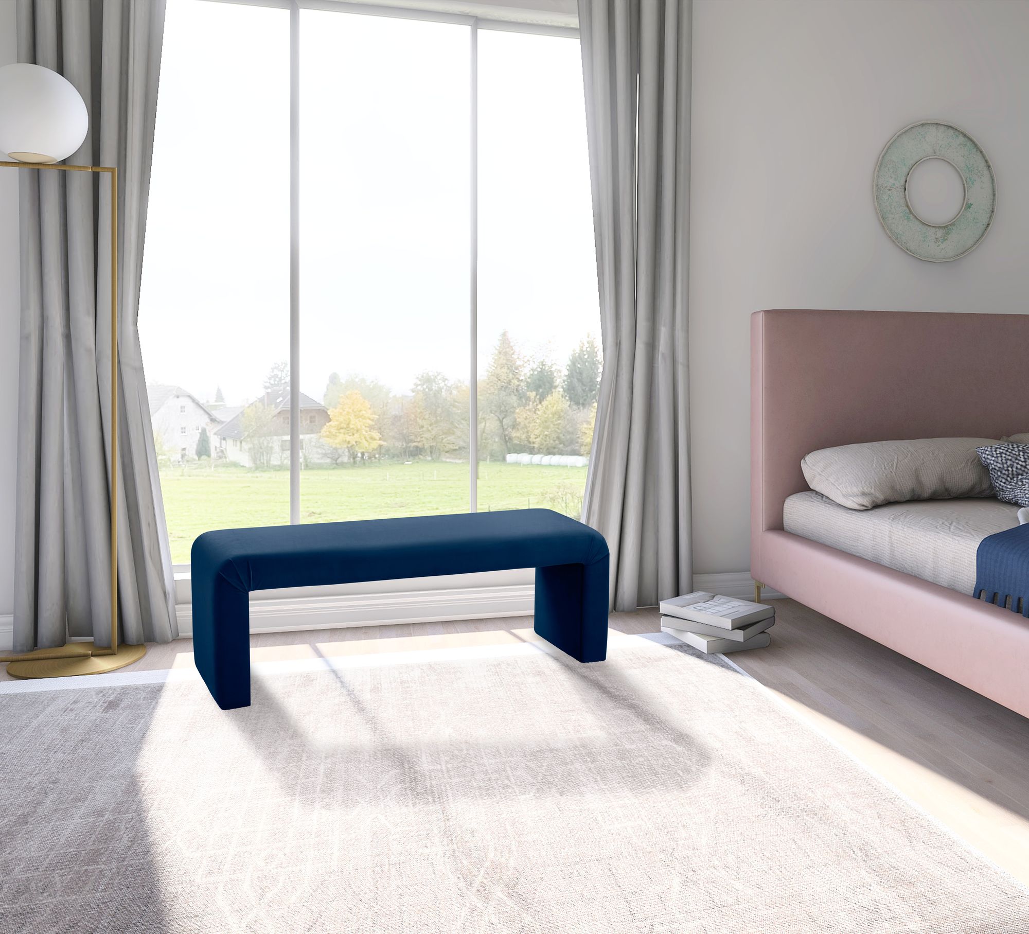 Minimalist Velvet Bench