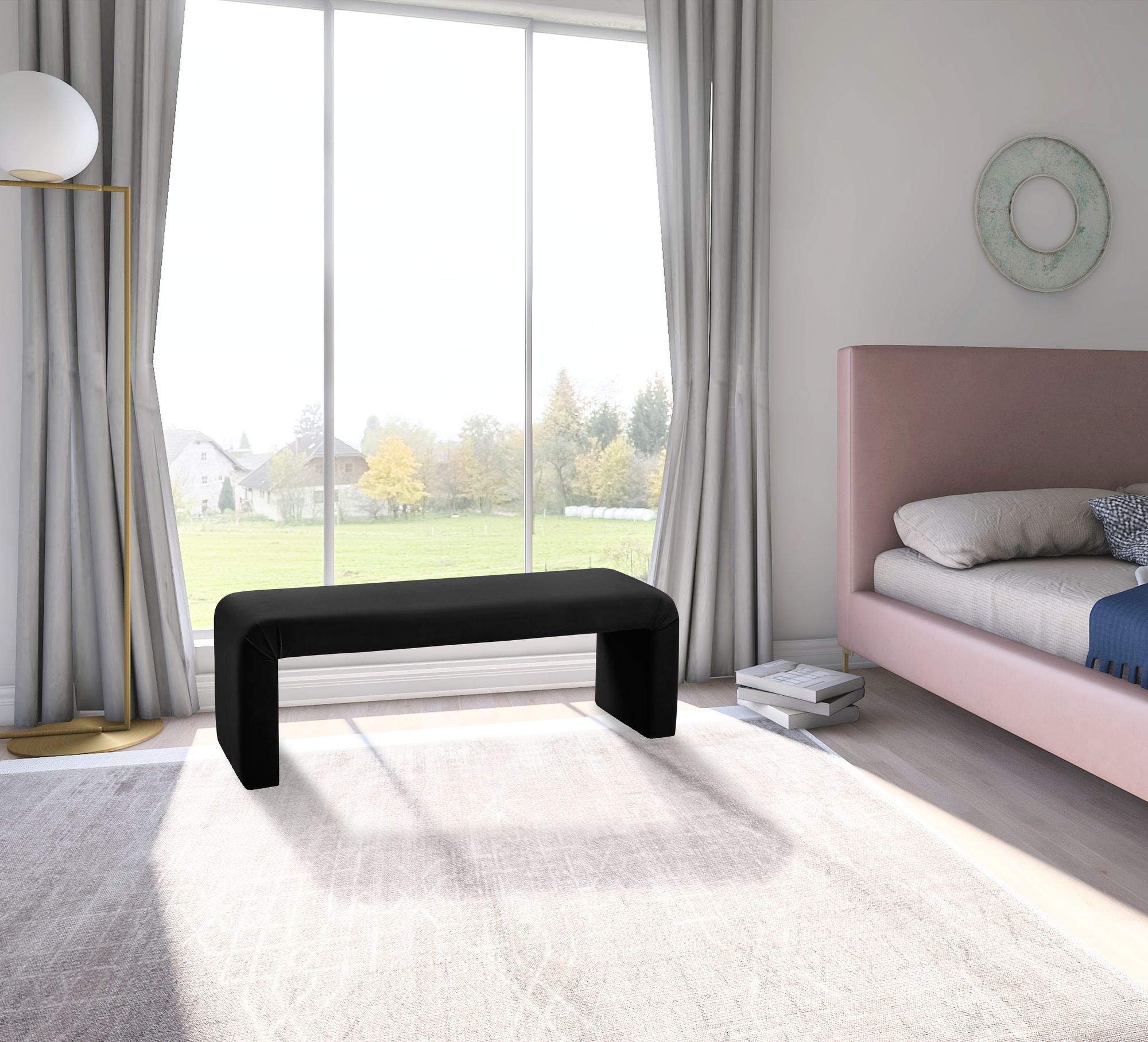 Minimalist Velvet Bench