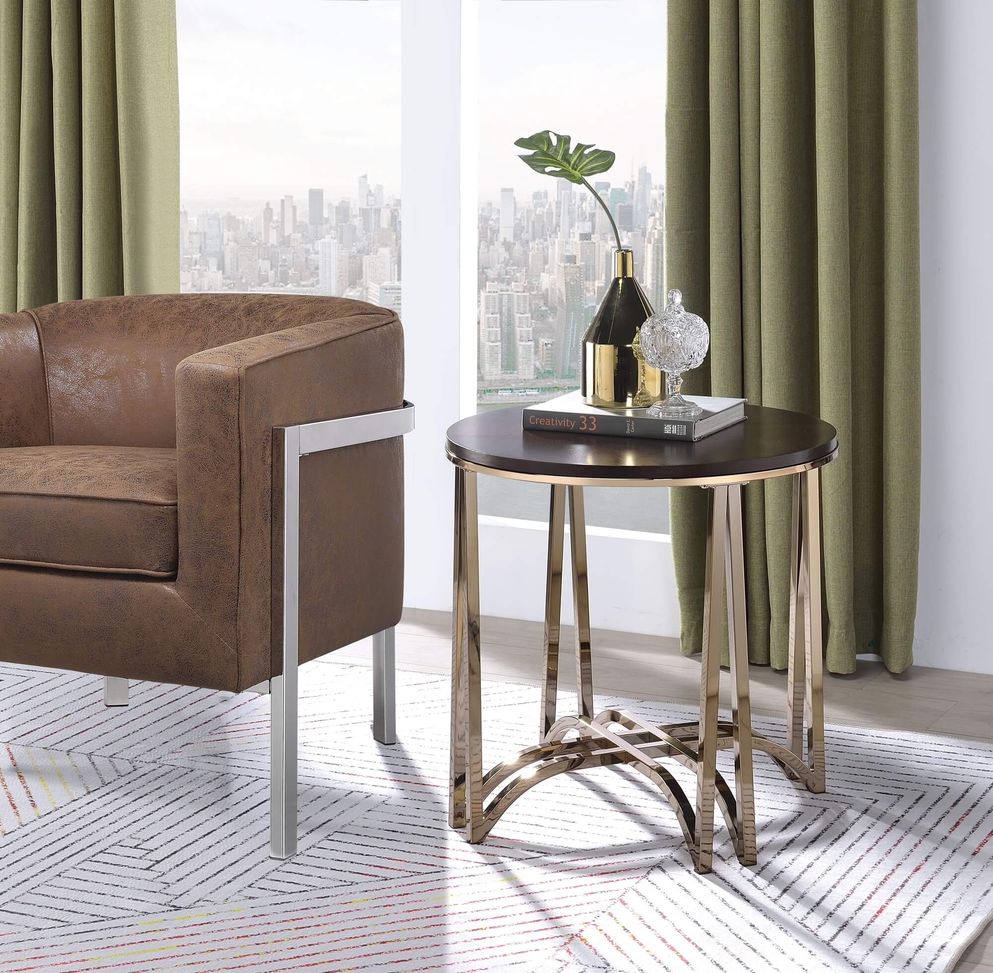 Novus Wood/Metal Round End Table