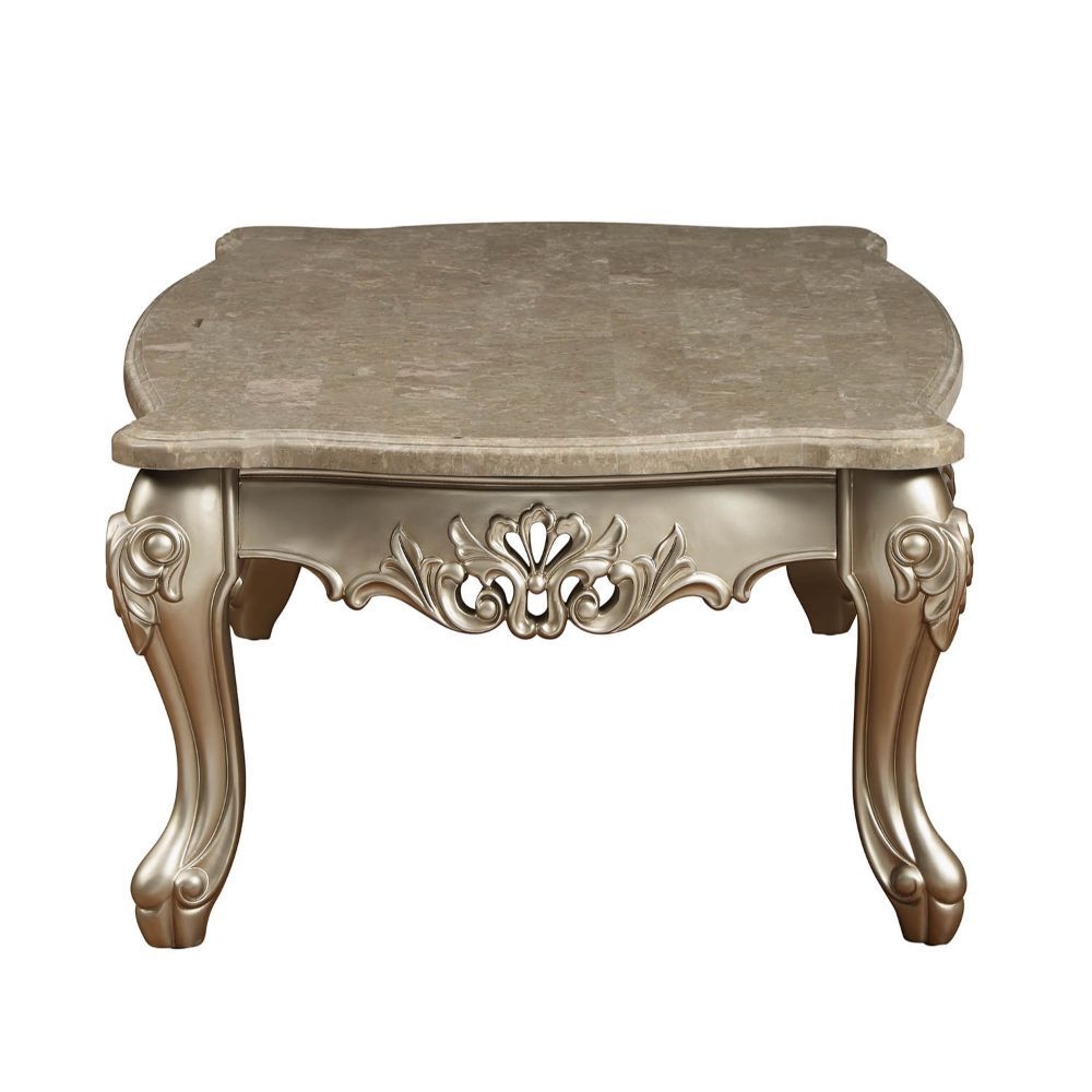 Ranita Marble/Wood Rectangular Coffee Table Set