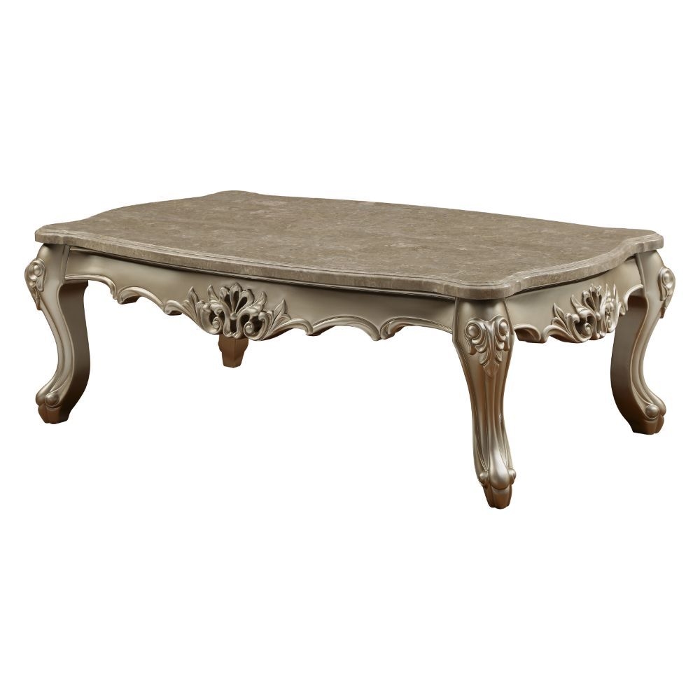 Ranita Marble/Wood Rectangular Coffee Table Set
