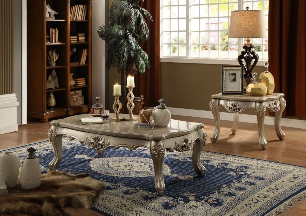 Ranita Marble/Wood Square End Table