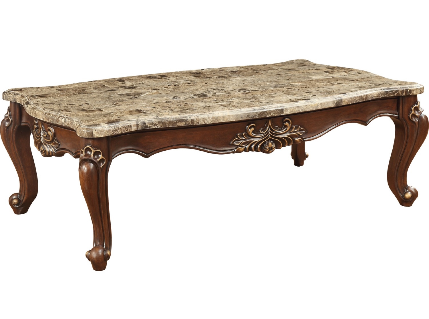 Shalisa Marble/Wood Rectangular Coffee Table Set