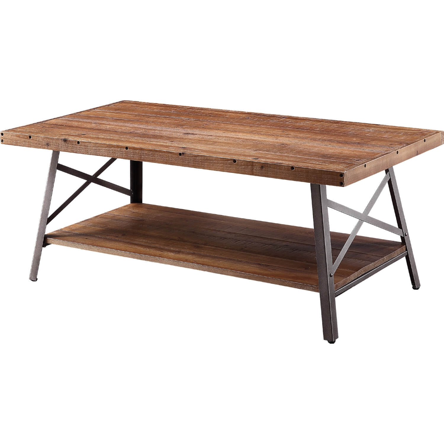 Ikram Wood/Metal Rectangular Coffee Table Set