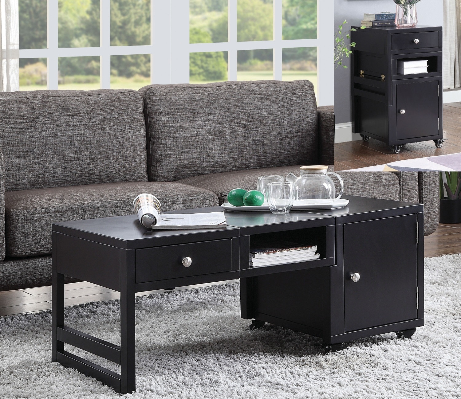 Machiko Wood Foldable Storage Coffee Table