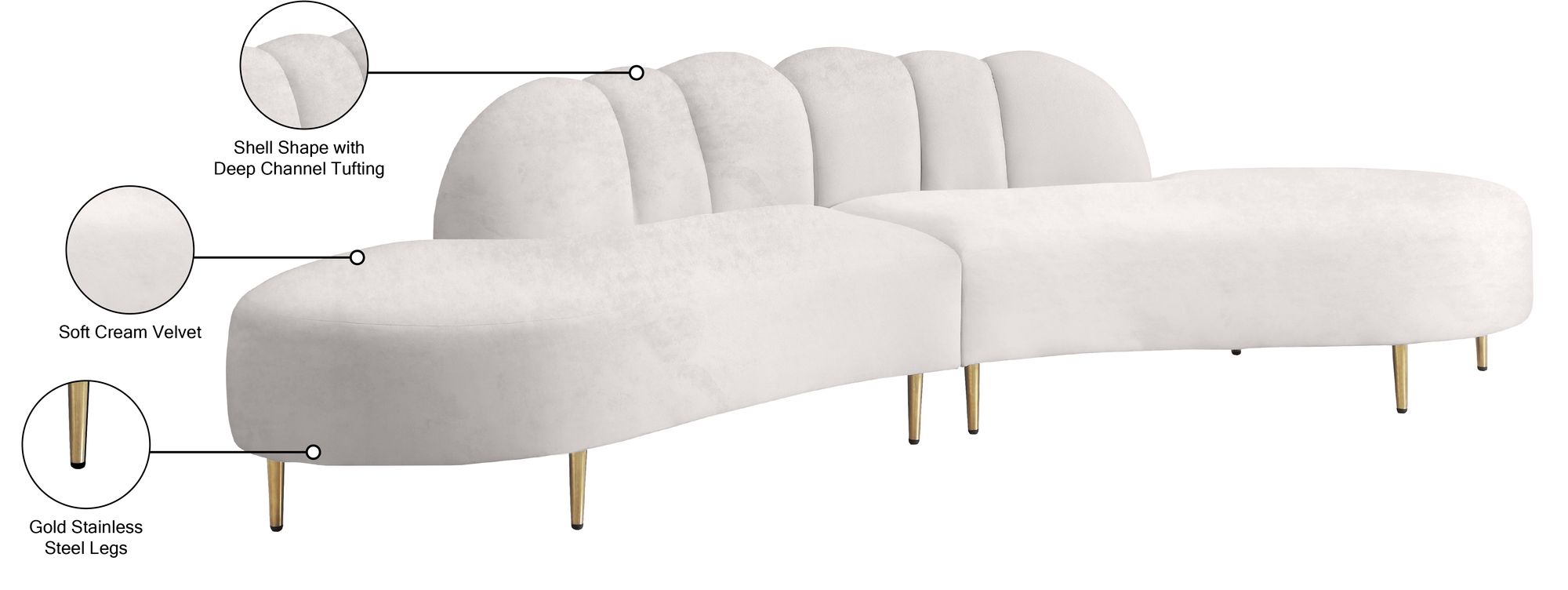Divine 2-Piece Velvet Sectional