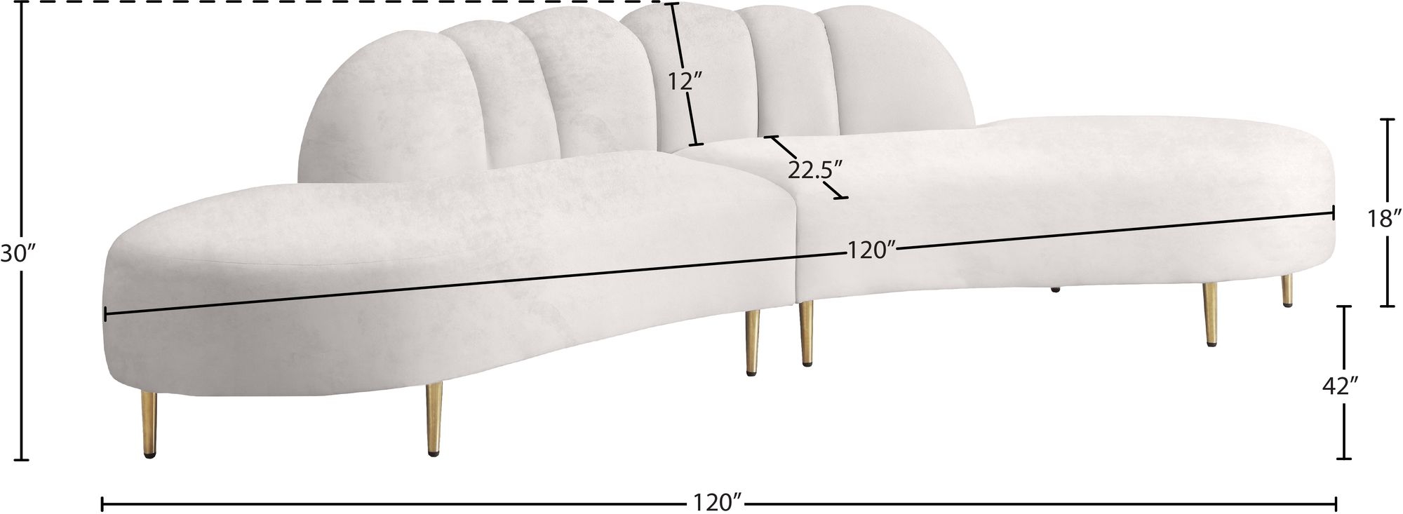 Divine 2-Piece Velvet Sectional