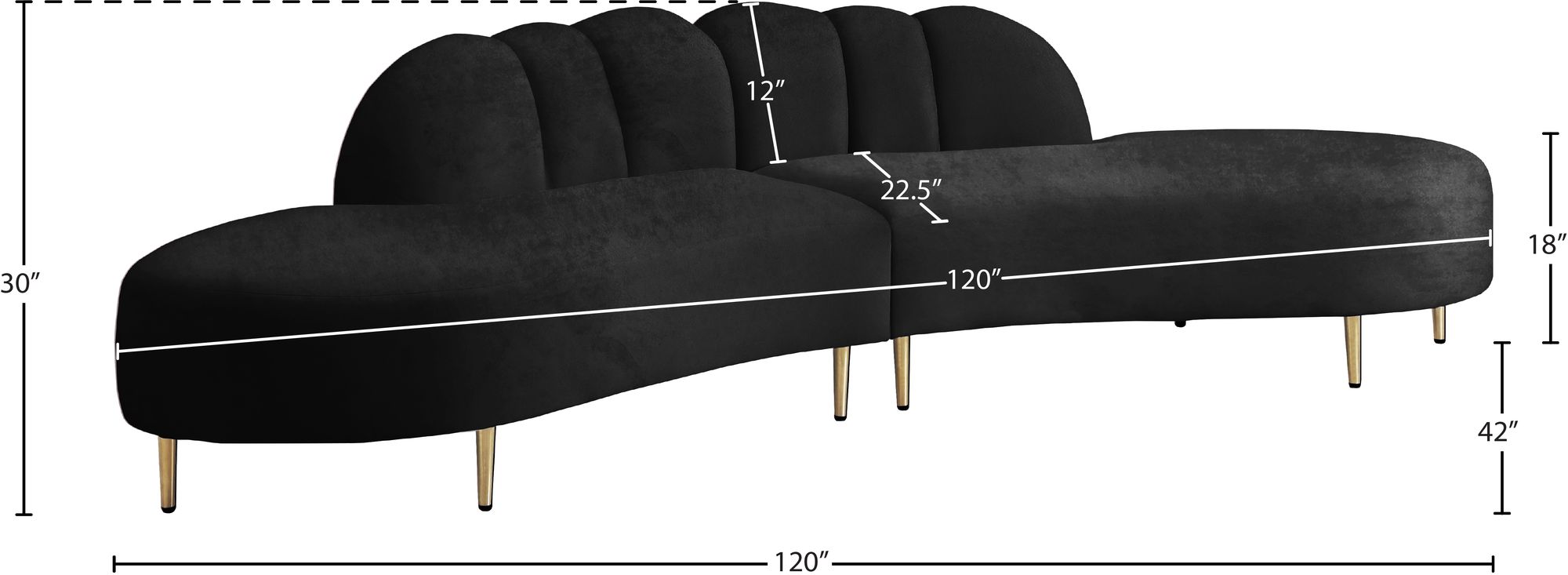 Divine 2-Piece Velvet Sectional