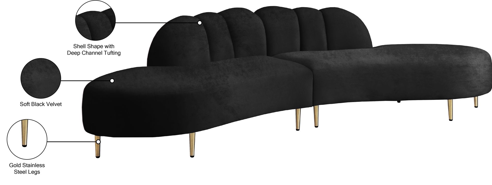 Divine 2-Piece Velvet Sectional