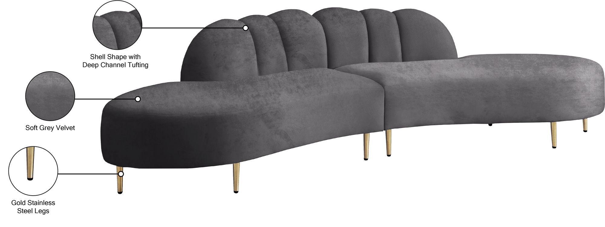 Divine 2-Piece Velvet Sectional