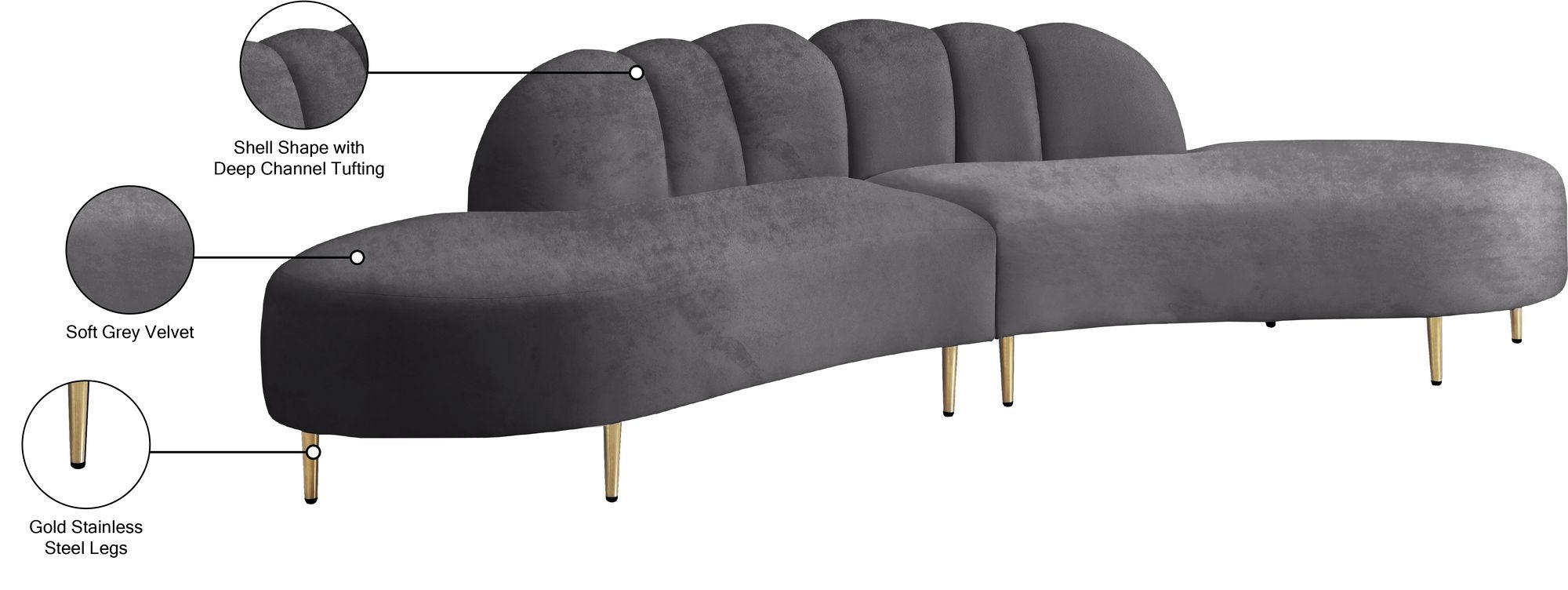 Divine 2-Piece Velvet Sectional