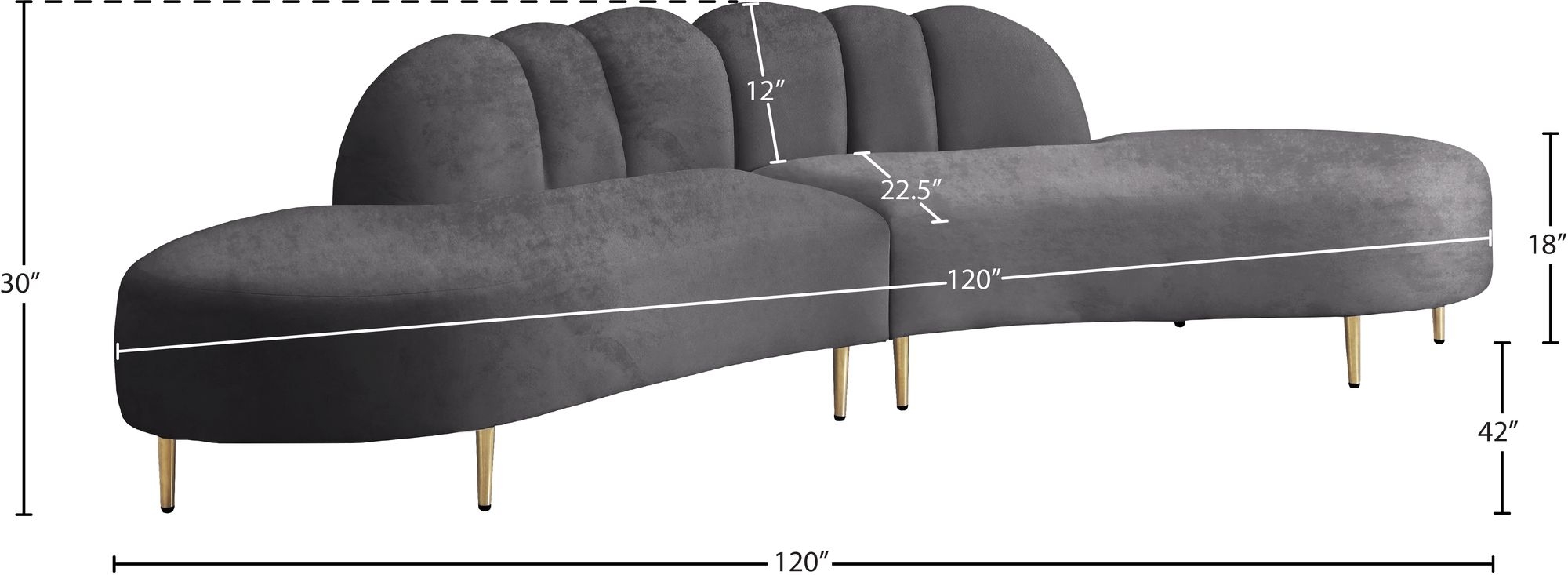 Divine 2-Piece Velvet Sectional